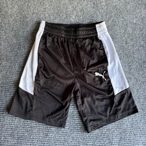 Puma Kids Athletic Shorts Black White Mesh Side Stripe Boys Size S 7-8